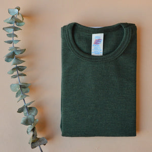 Child's Long Sleeve Top - Wool/Silk - Forest Green (1-2y) *Last One!