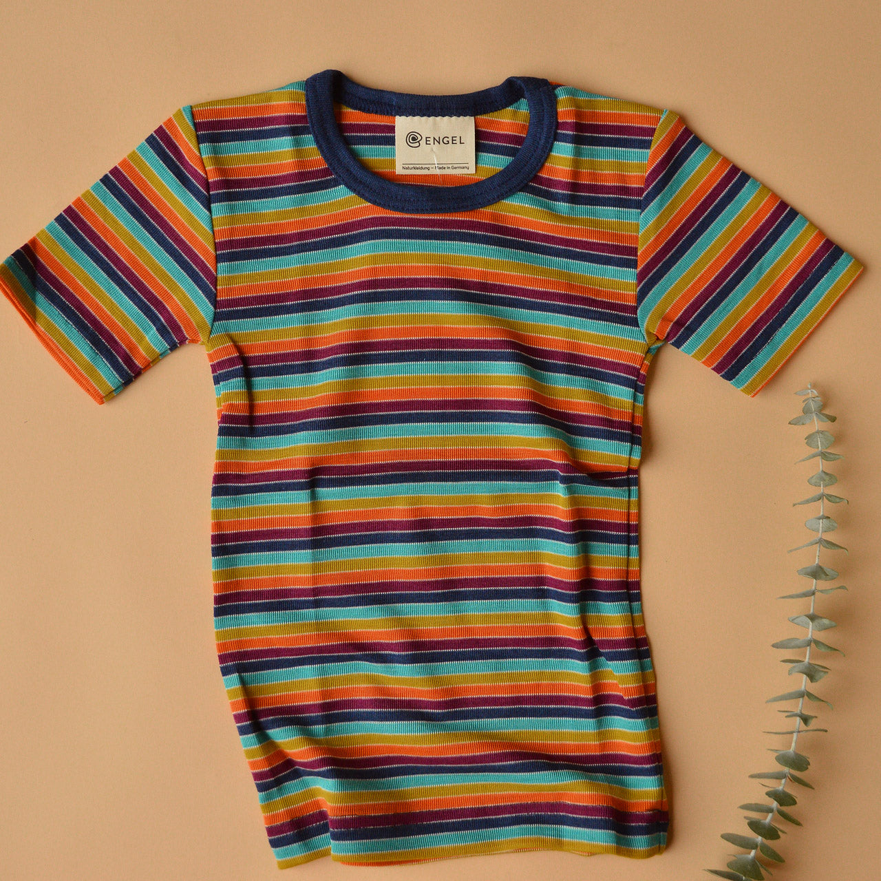 Child's T-Shirt - Organic Merino/Silk - Retro Stripes (1-14y)