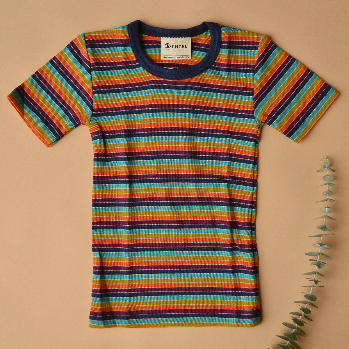 Child's T-Shirt - Organic Merino/Silk - Retro Stripes (1-14y)