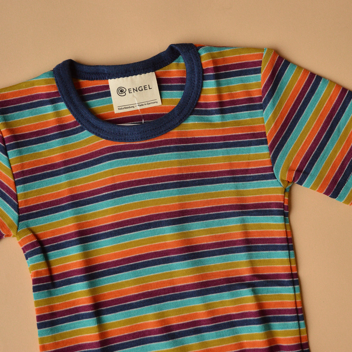 Child's T-Shirt - Organic Merino/Silk - Retro Stripes (1-14y)