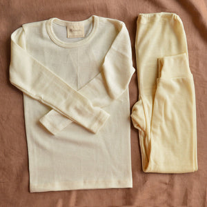 Child's Thermal / PJ Top - 100% Merino Wool - Natural (1-12y)