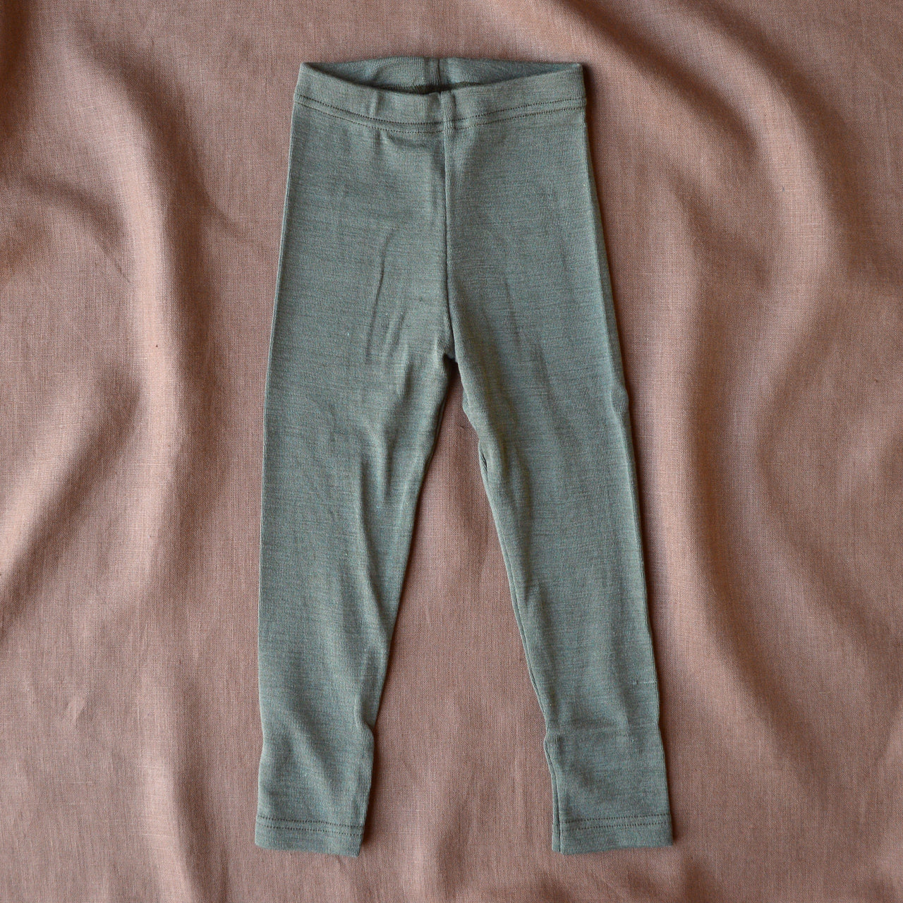 Merino Wool & Silk Leggings - Olive - 1-14y