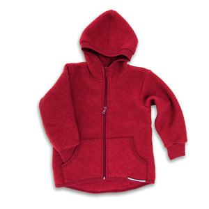 Hooded Jacket in Organic Wool Fleece with Zip (big kids 9-12y+)