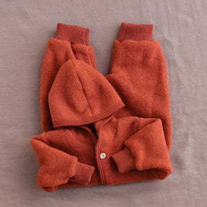 Hooded Baby Overall - 100% Organic Wool Fleece (0-24m)