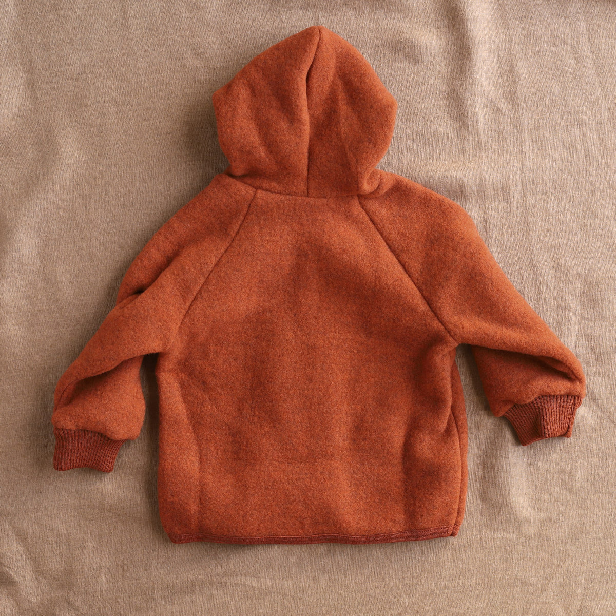 Hooded Jacket with Buttons - 100% Organic Wool Fleece - Magma (0-6y)