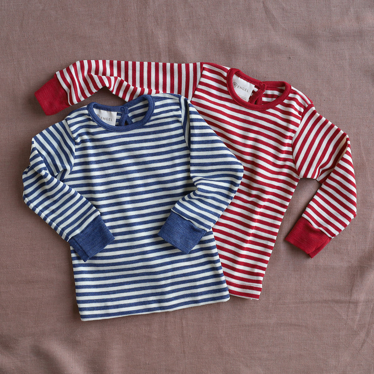 Baby Long Sleeve Top - 100% Organic Merino - Stripes (0-3y)