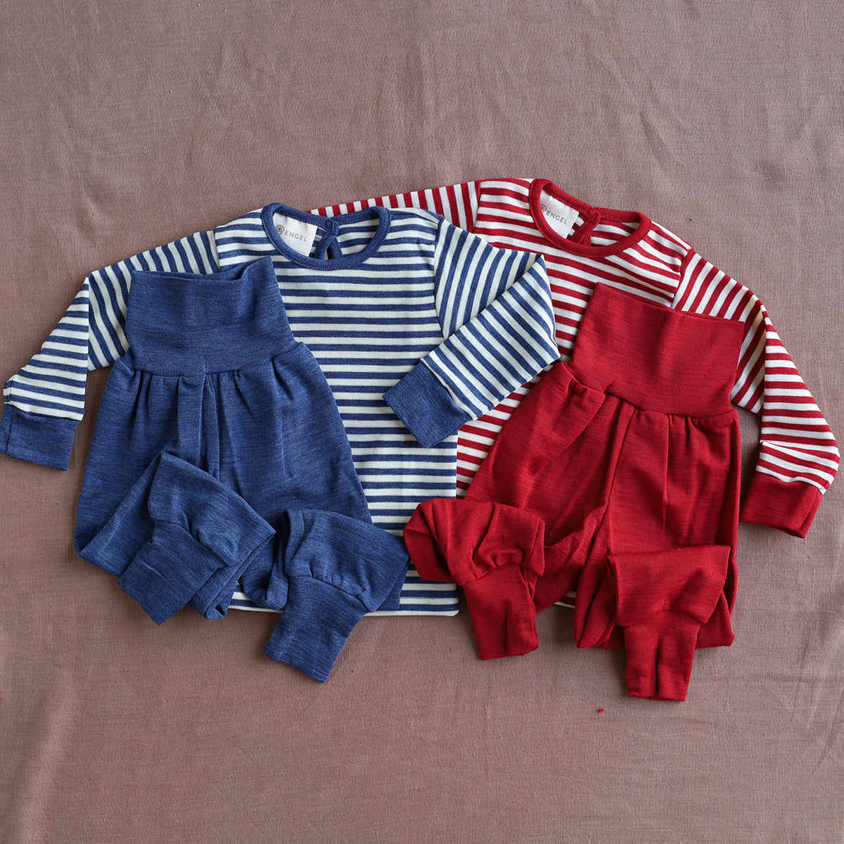 Baby Long Sleeve Top - 100% Organic Merino - Stripes (0-3y)