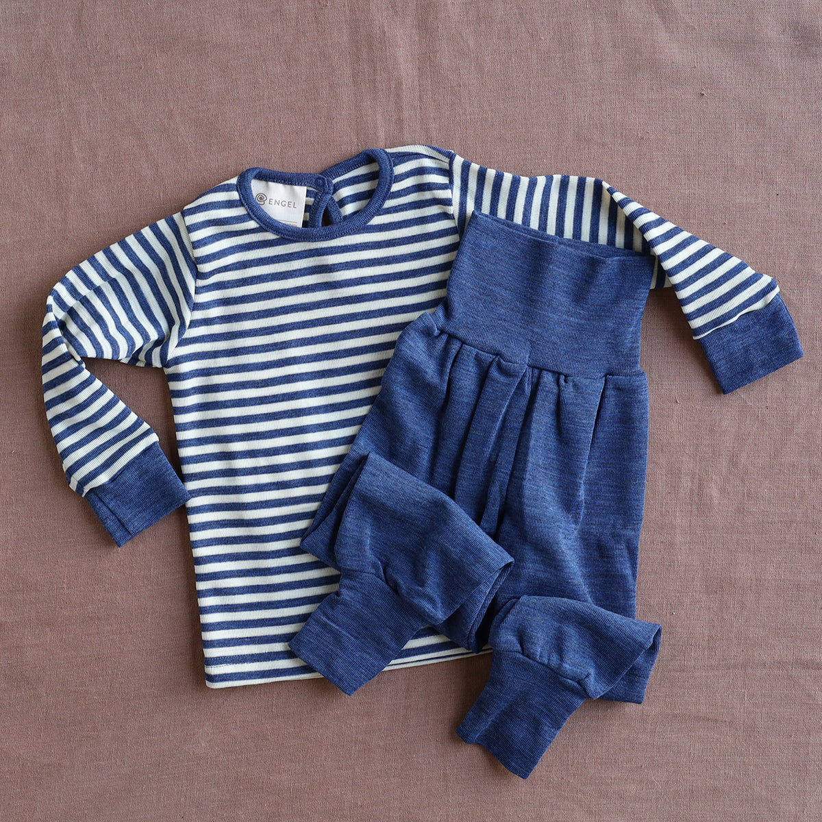 Baby Long Sleeve Top - 100% Organic Merino - Stripes (0-3y)