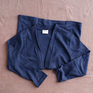 Womens Open Cut Cardigan - Organic Merino/Silk - French Navy