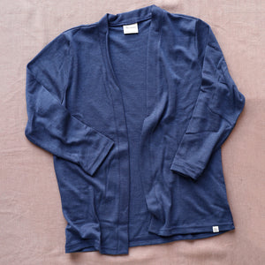 Womens Open Cut Cardigan - Organic Merino/Silk - French Navy