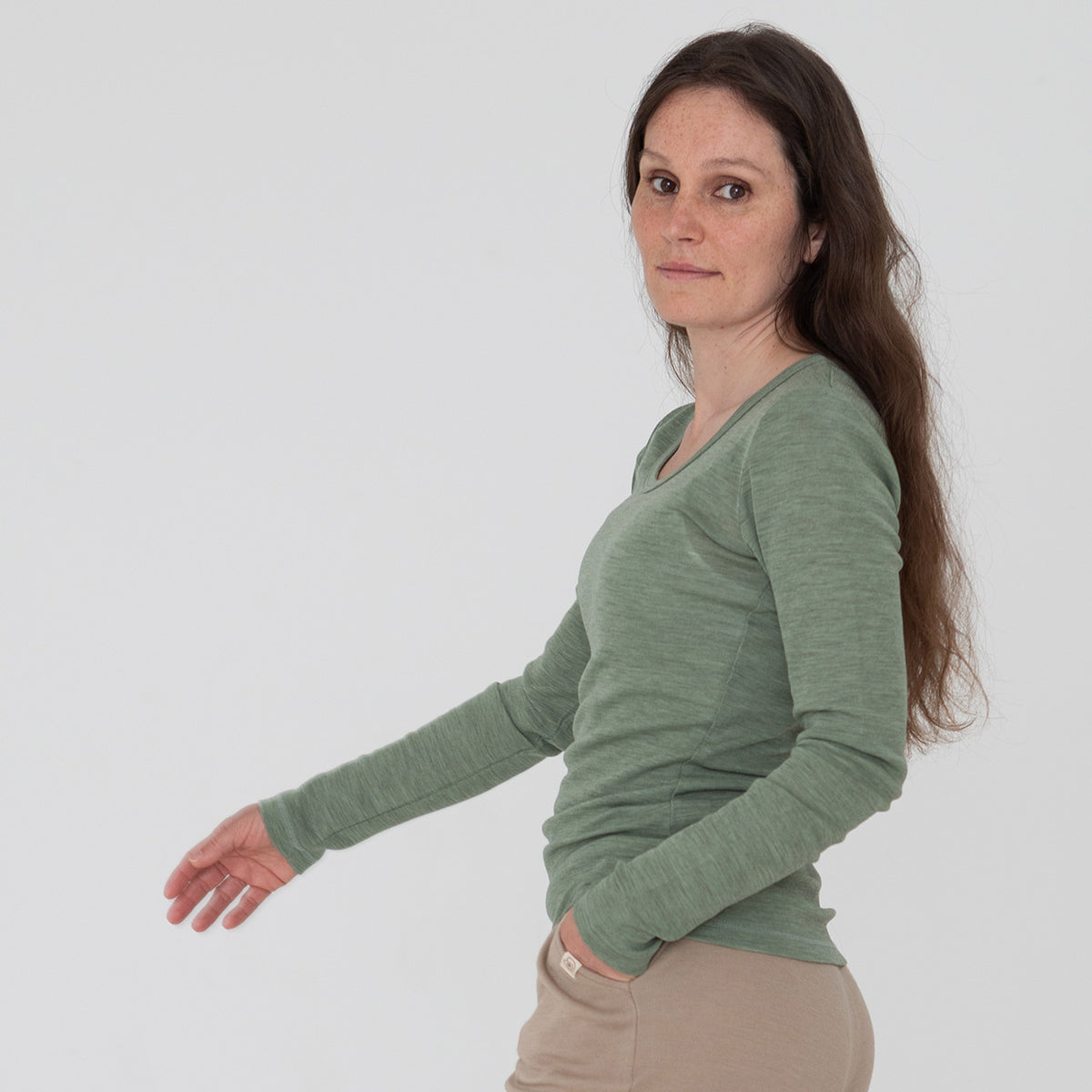Women's 100% Organic Merino Wool Long Sleeve Top
