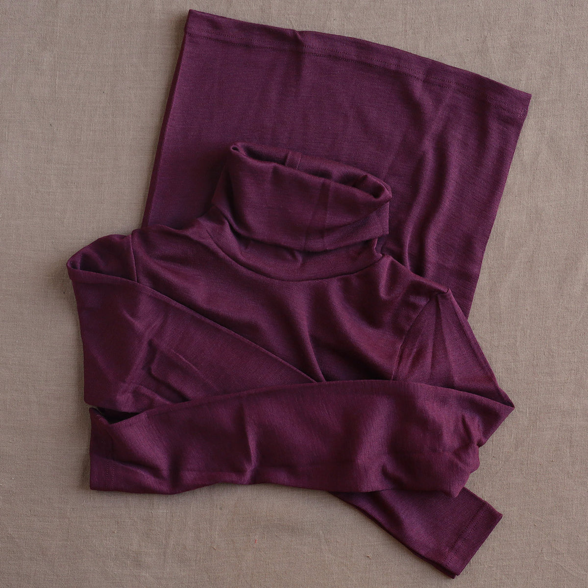 Women's Turtleneck Long Sleeve Top - Organic Merino/Silk