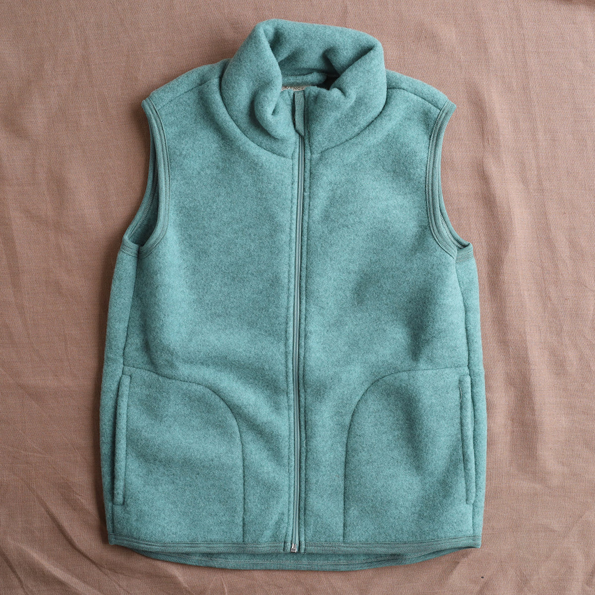 Women's Zip Vest - 100% Organic Wool Fleece - Jade