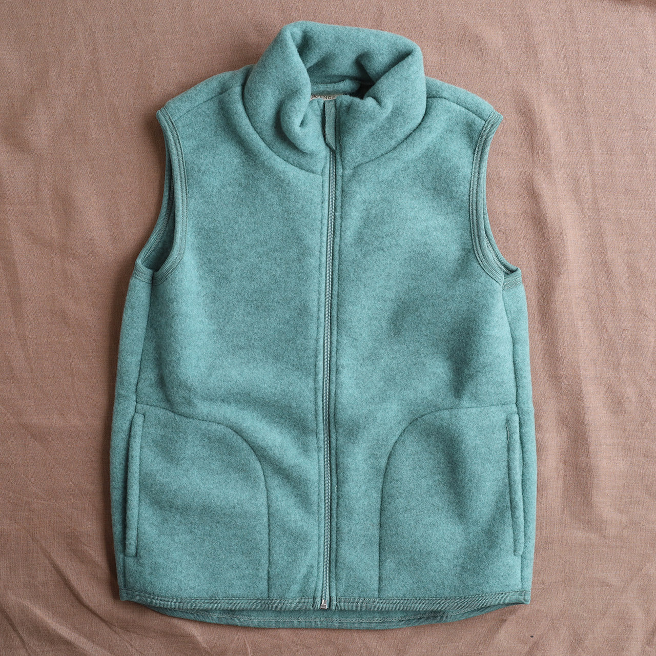 Women's Zip Vest - 100% Organic Wool Fleece - Jade