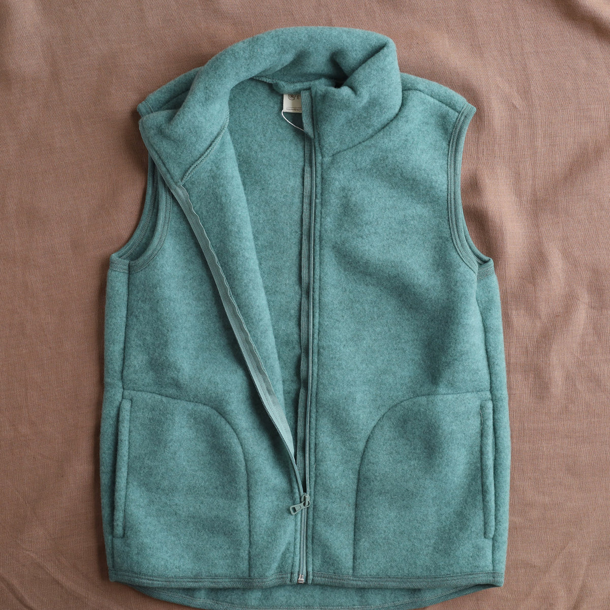 Women's Zip Vest - 100% Organic Wool Fleece - Jade