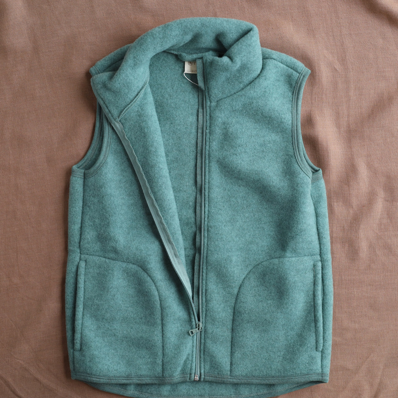 Women's Zip Vest - 100% Organic Wool Fleece - Jade