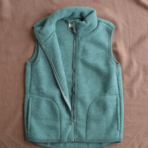 Women's Zip Vest - 100% Organic Wool Fleece - Jade