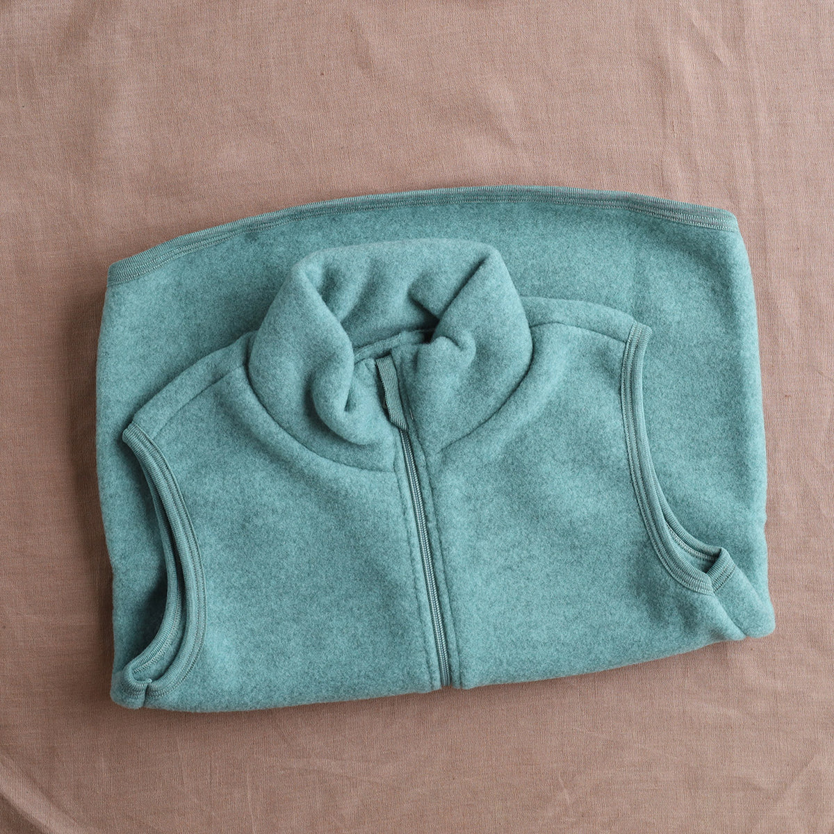 Women's Zip Vest - 100% Organic Wool Fleece - Jade