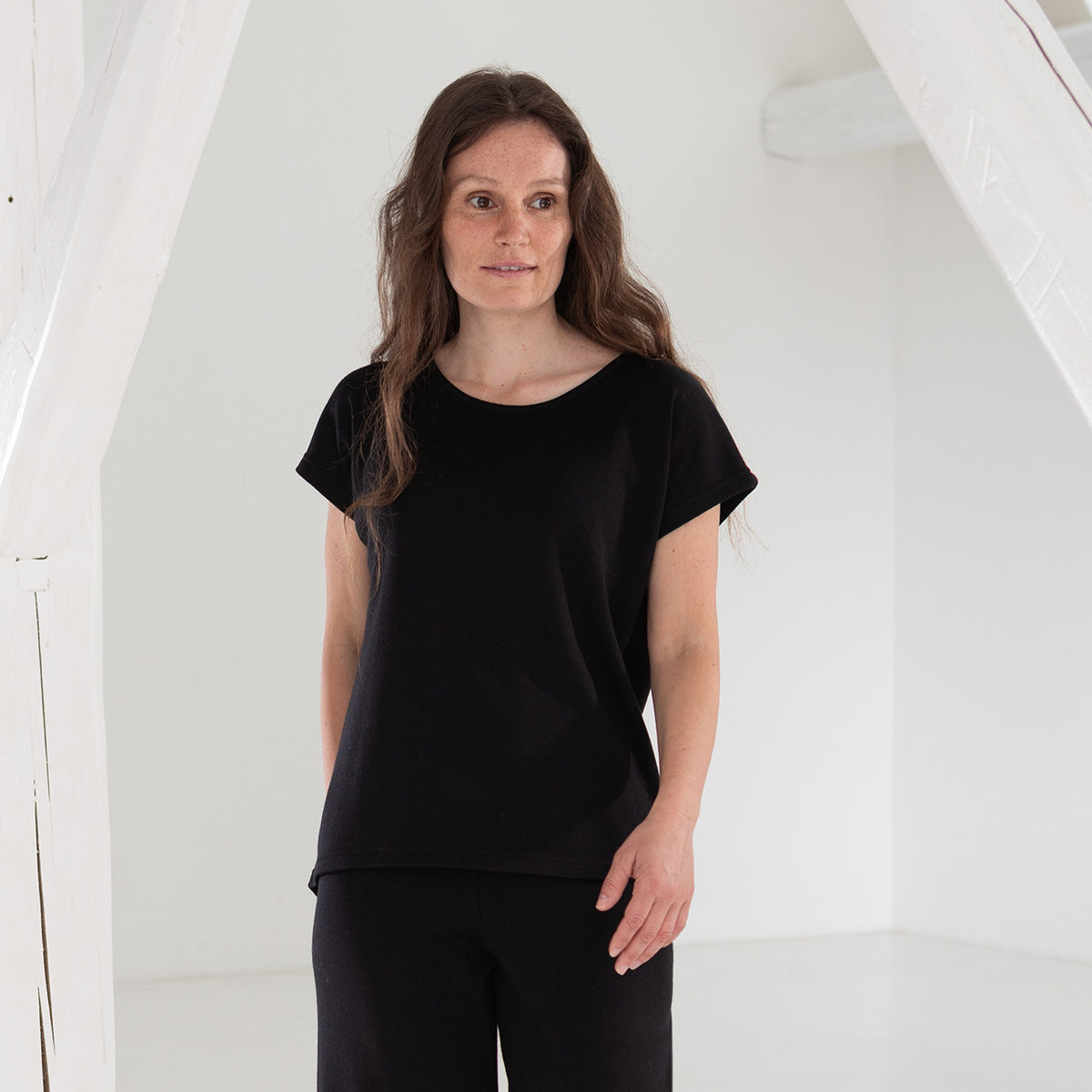 Women's Drop Shoulder Top - Organic Merino/Silk