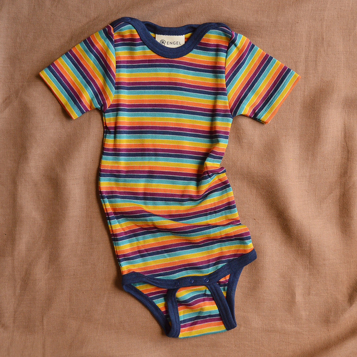 Baby Body Short Sleeve - Organic Merino/Silk - Retro Stripes (0-3y)