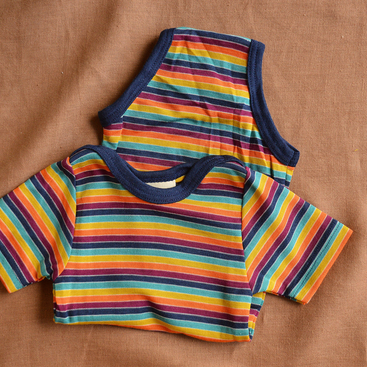 Baby Body Short Sleeve - Organic Merino/Silk - Retro Stripes (0-3y)