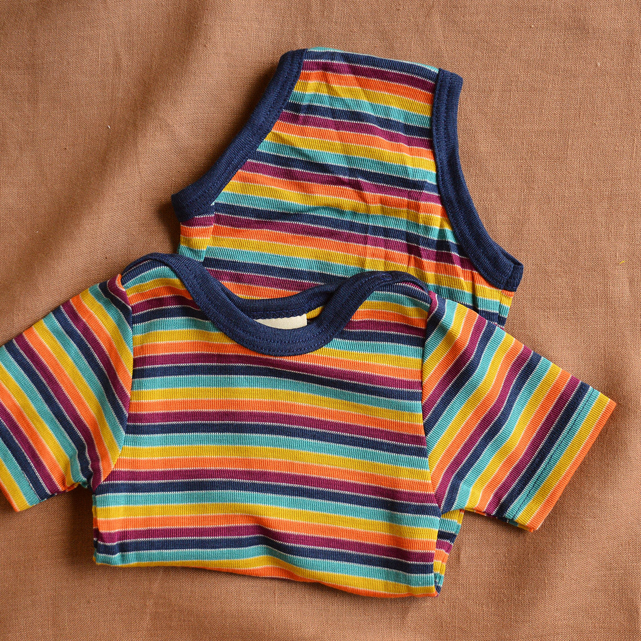 Baby Body Short Sleeve - Organic Merino/Silk - Retro Stripes (0-3y)