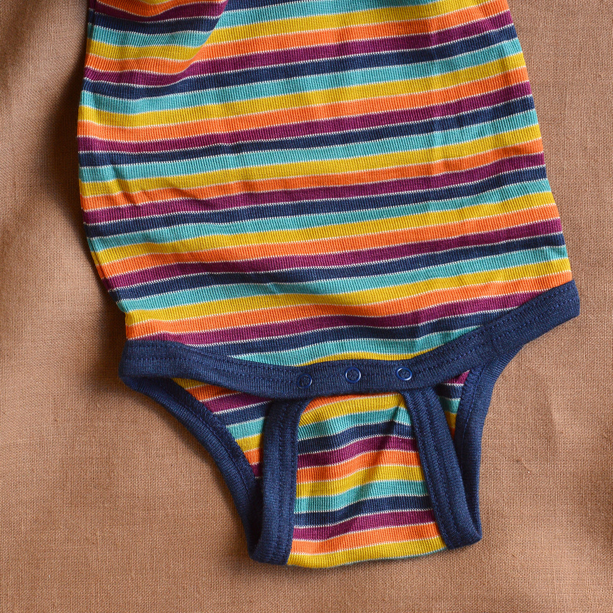 Baby Body Short Sleeve - Organic Merino/Silk - Retro Stripes (0-3y)