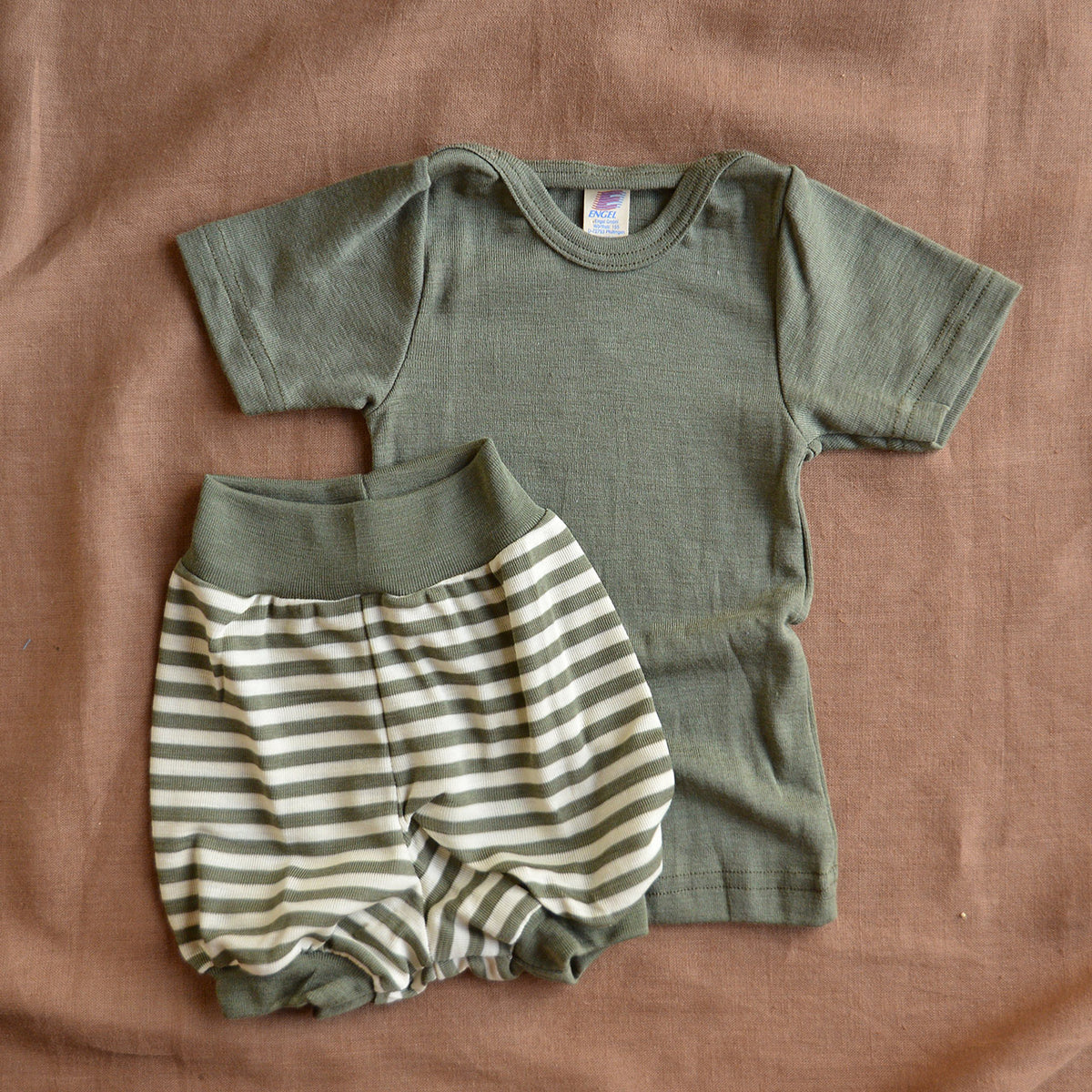 Baby T-shirt - Organic Merino/Silk - Olive (0-24m) *Limited Edition