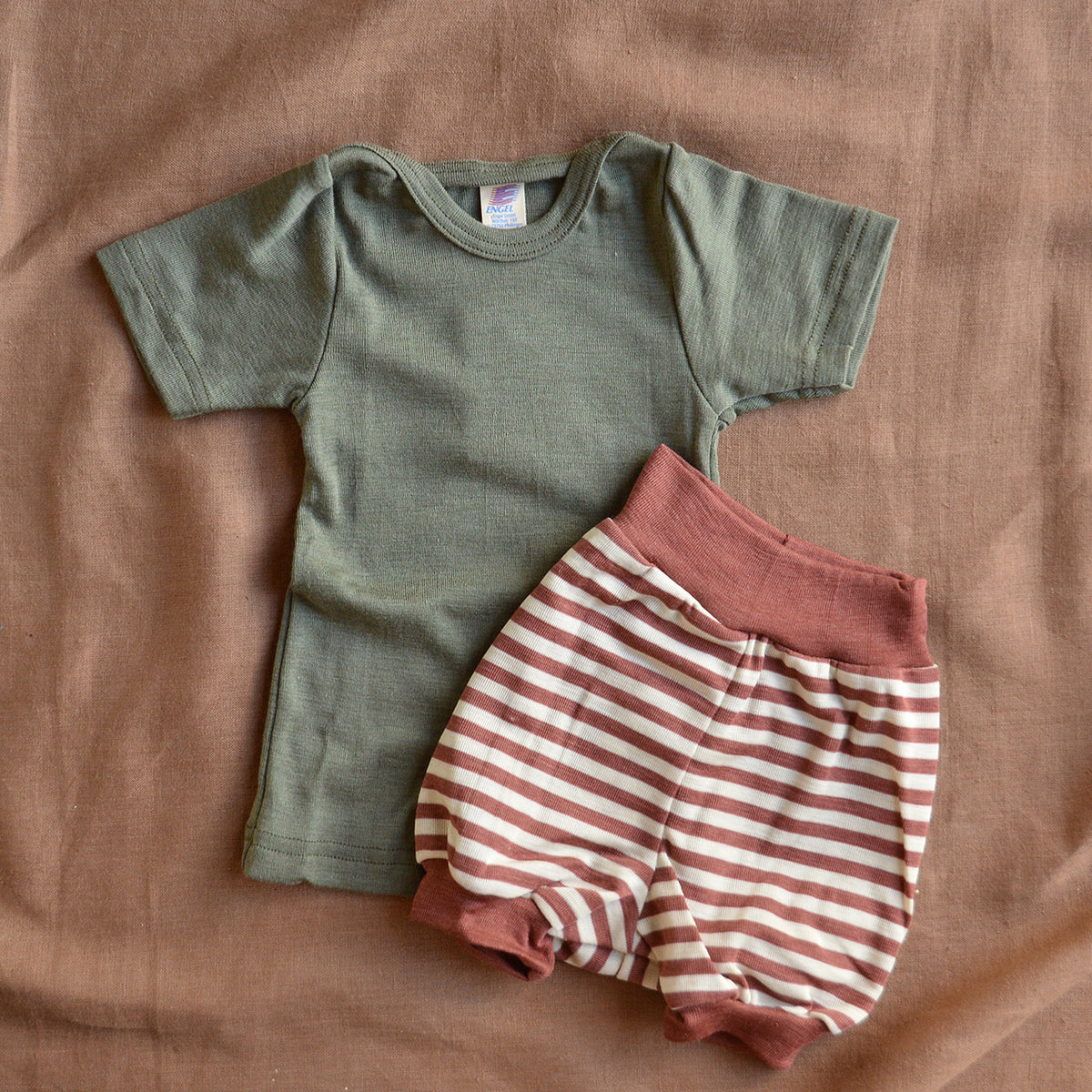 Baby T-shirt - Organic Merino/Silk - Olive (0-24m) *Limited Edition