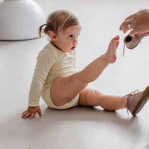 Baby Bodysuit Long Sleeve Wool/Silk - Natural (0-3yrs)