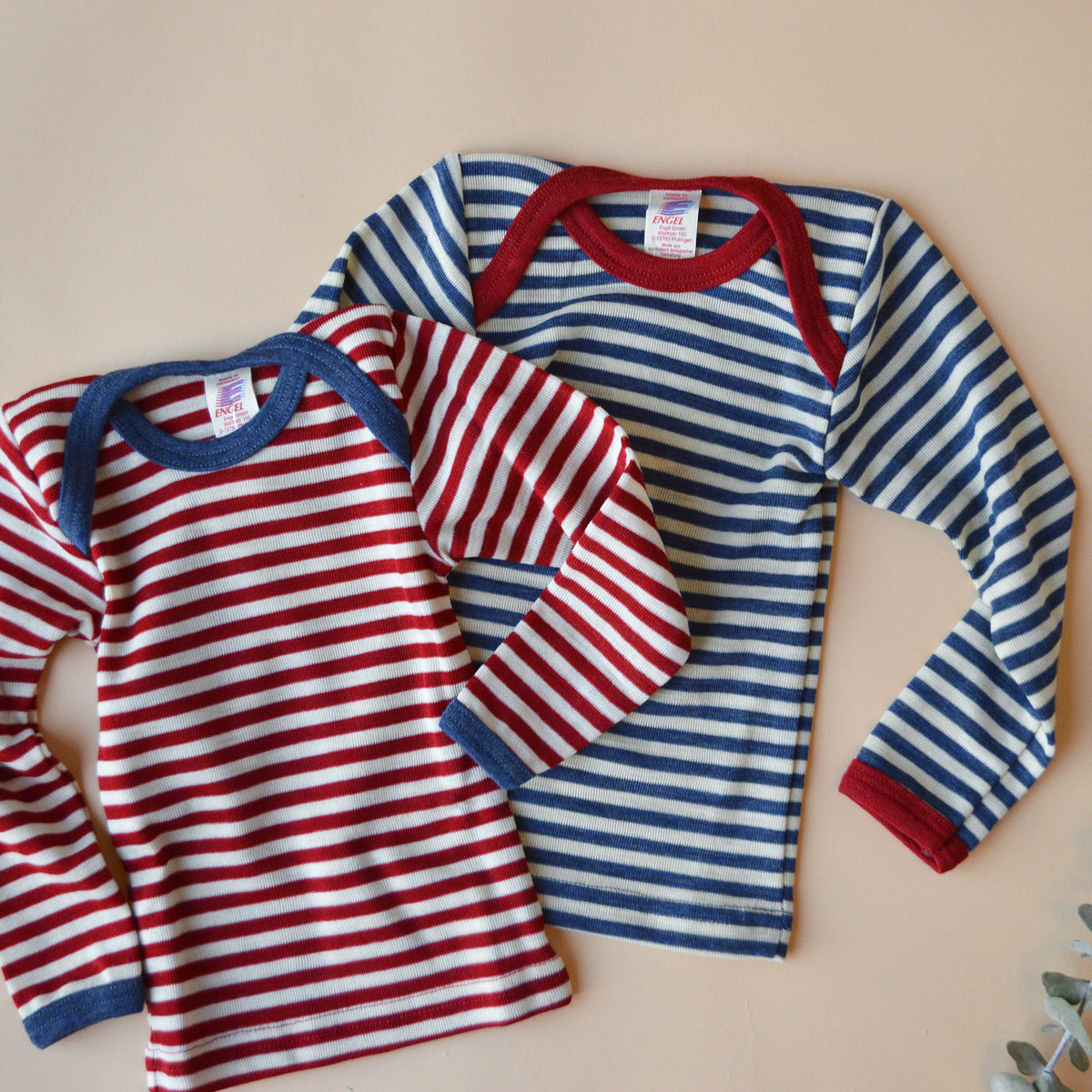Baby Long Sleeve Top - 100% Organic Merino - Stripes (0-3y)
