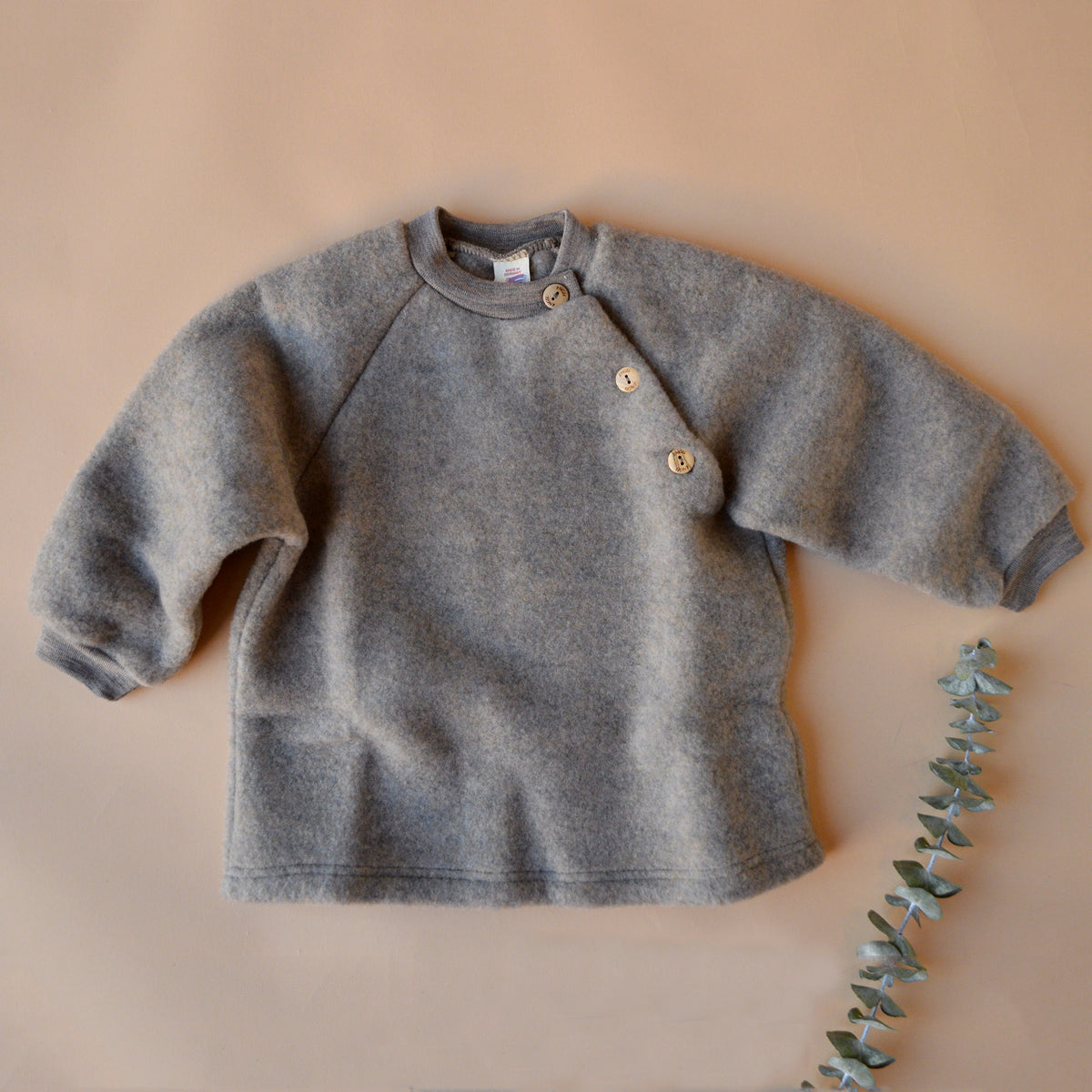 Baby Raglan Jumper - 100% Organic Wool Fleece - Walnut (3m-6y)
