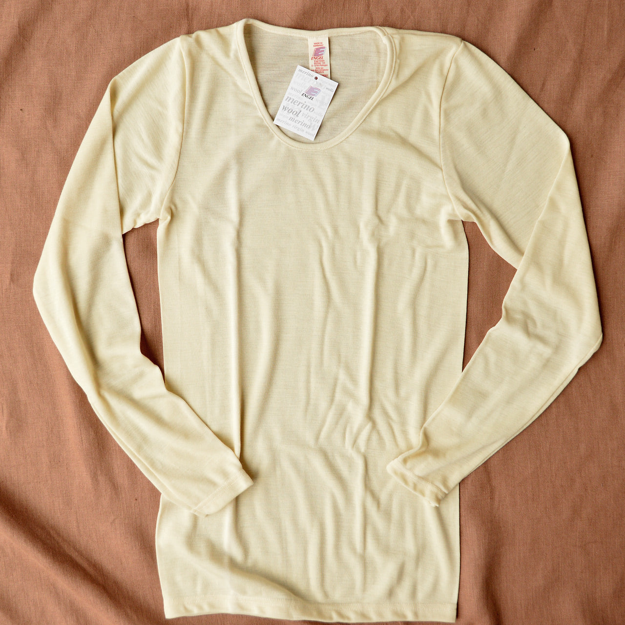 Women s 100 Organic Merino Wool Long Sleeve Top Natural Woollykins
