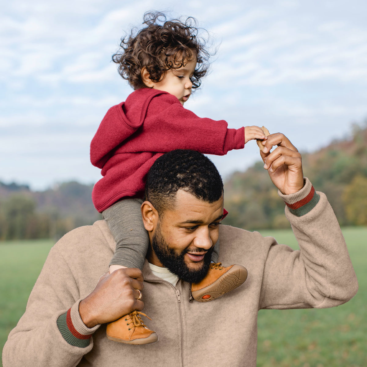 Hooded Jacket  with Buttons - 100% Organic Wool Fleece (0-6y)