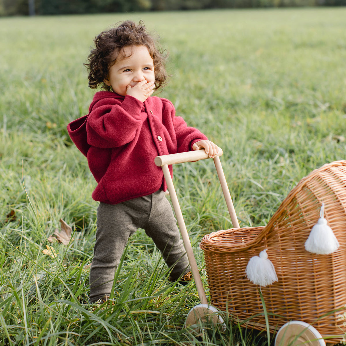 Hooded Jacket  with Buttons - 100% Organic Wool Fleece (0-6y)