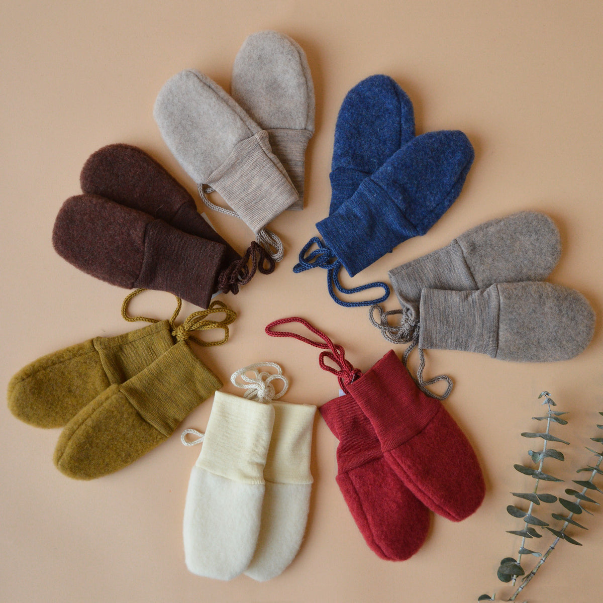 Baby Mittens - 100% Organic Wool Fleece (0-18m)