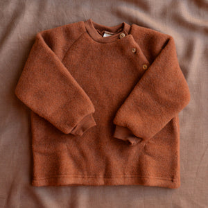 Childs Raglan Jumper - Organic Wool Fleece - Rust Melange (1-6y)