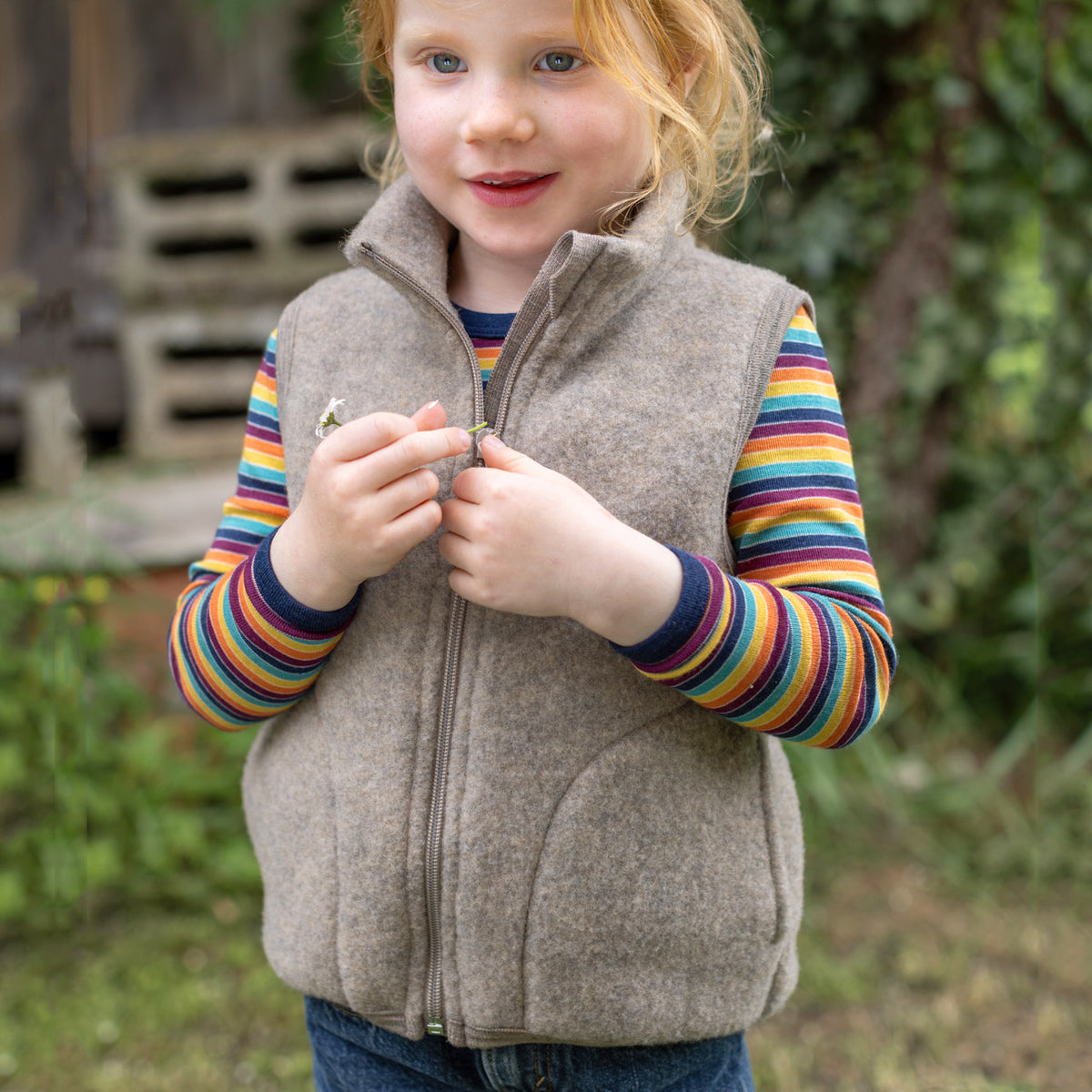 Kids Zip Vest - 100% Organic Wool Fleece (3-10y)
