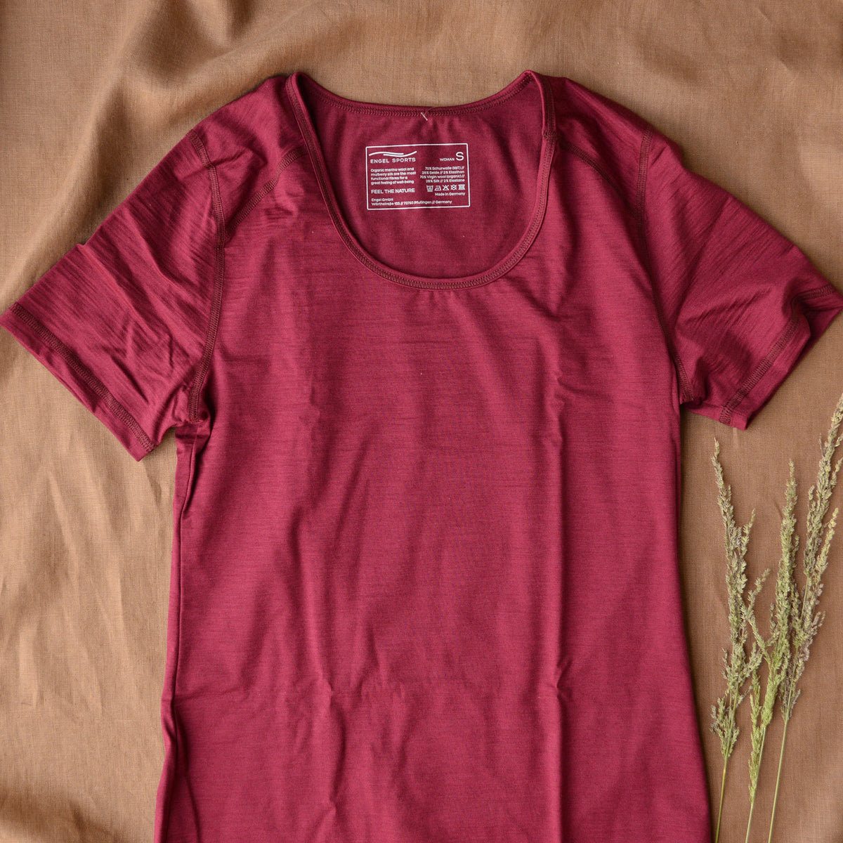Sports T-Shirt - Organic Merino/Silk - Tango Red (Women's L) *Last One!