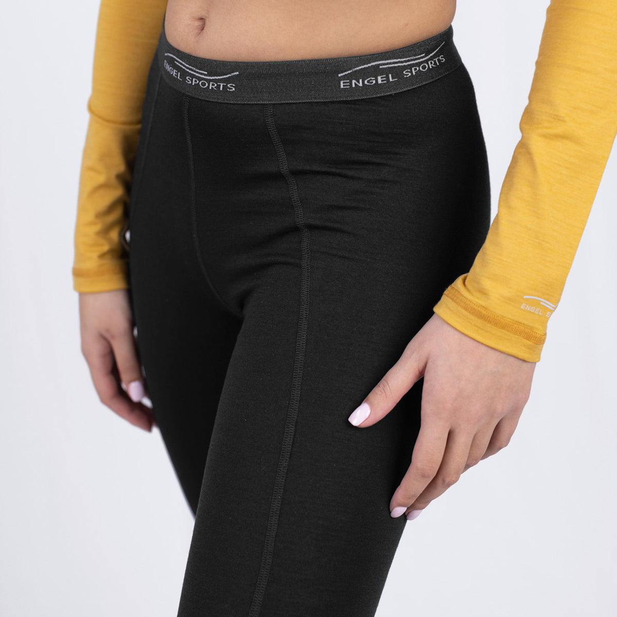 Sports Leggings 3/4 Length - Organic Merino/Silk - Black (Women's S-XL)