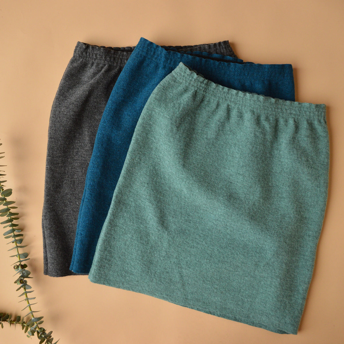 Women's Boiled Wool Skirt - Organic Merino - Grey Melange (XS-L)
