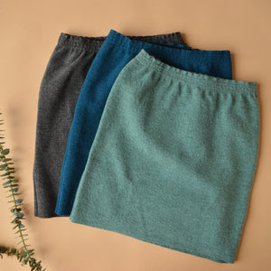 Women's Boiled Merino Wool Skirt - Grey Melange (XS-L)