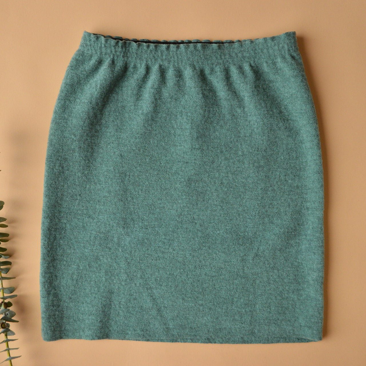 Women's Boiled Merino Wool Skirt - Jade Melange (M) *Last One!