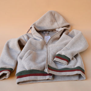 Women's Bomber Jacket with Hood - 100% Organic Wool Fleece - Sand AW24 (XS-S) *Last ones