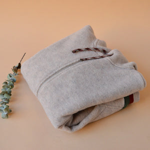 Women's Bomber Jacket with Hood - 100% Organic Wool Fleece - Sand AW24 (XS-S) *Last ones