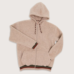 Women's Bomber Jacket with Hood - 100% Organic Wool Fleece - Sand AW24 (XS-S) *Last ones