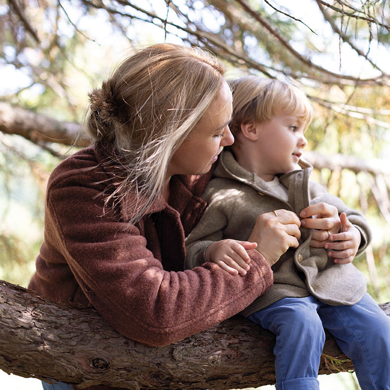 Women's Short Jacket - 100% Organic Wool Fleece - Reed (XS-L)