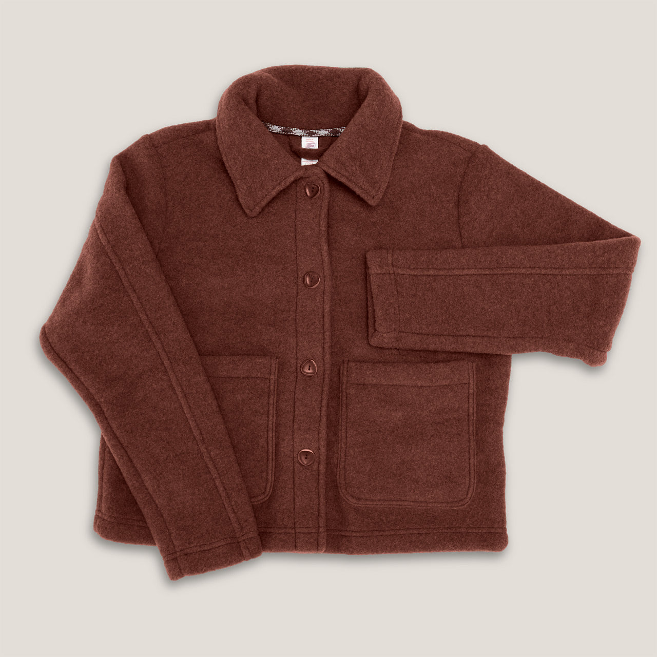 Women's Short Jacket - 100% Organic Wool Fleece - Cinnamon (XS-M) *Pre-order