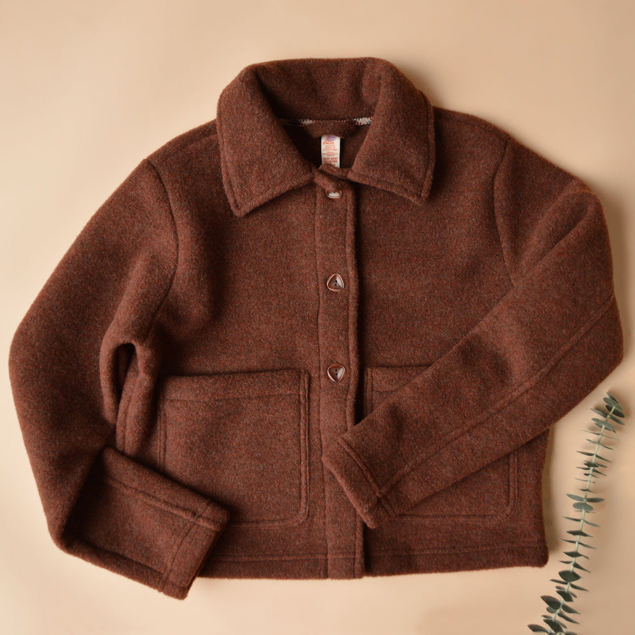 Women's Short Jacket - 100% Organic Wool Fleece - Cinnamon (XS-L)