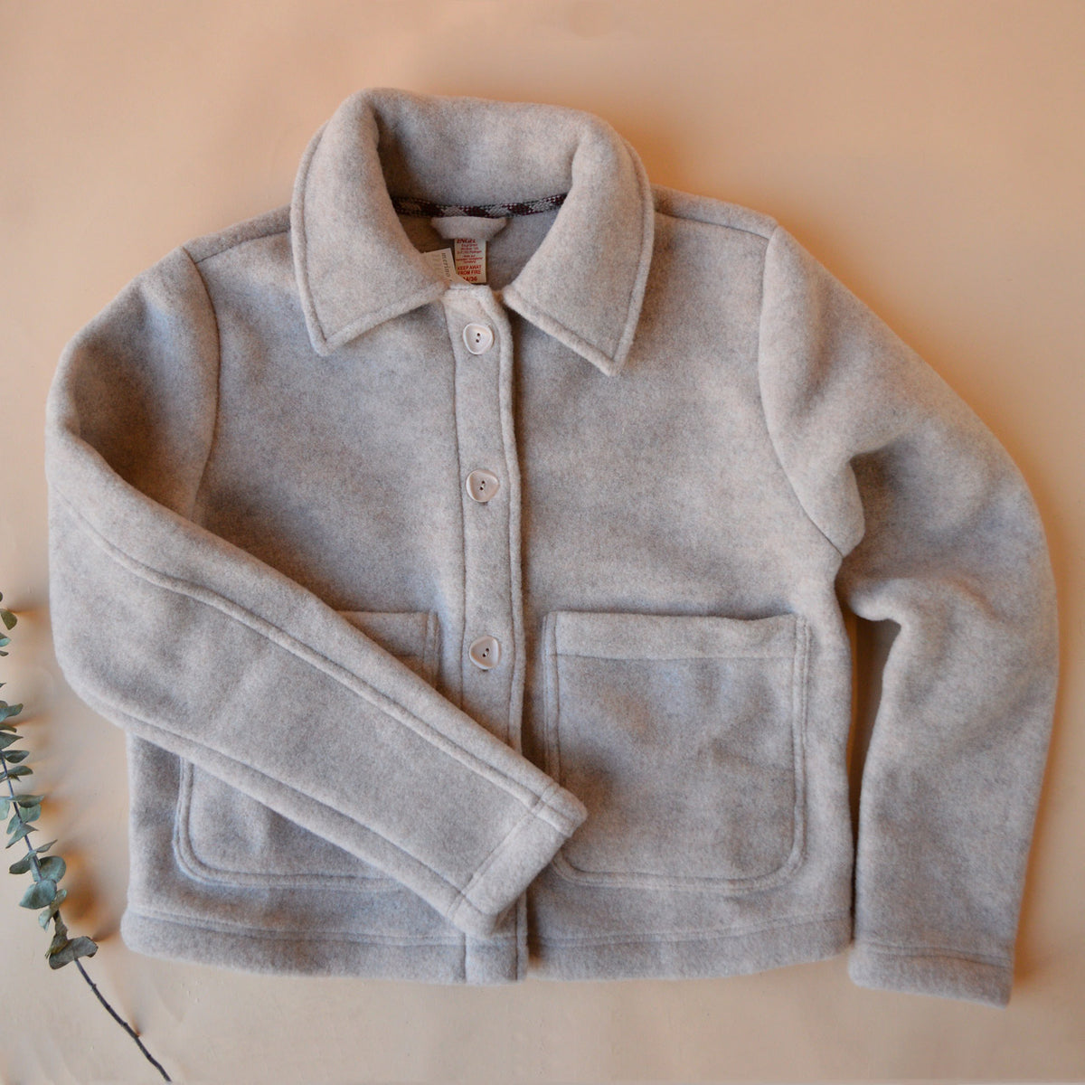 Women's Short Jacket - 100% Organic Wool Fleece - Sand (XS-L)